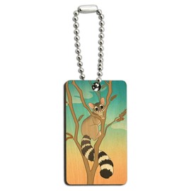 GRAPHICS & MORE Ring-tailed Cat Wood Wooden Rectangle Keychain Key Ring