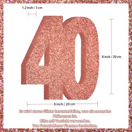 Decoration 40th Birthday Women, Rose Gold Pink Glitter 40th Birthday Centrepiece Table Decoration Birthday, 40th Birthday Party Decoration Supplies, Gifts for Women for Birthday
