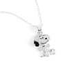 Peanuts 925 Sterling Silver Womens Girls Snoopy Stone Set Charm
