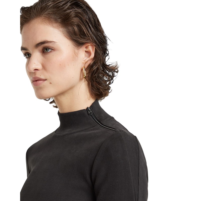 G-Star RAW Asymmetric Zip Cropped Slim Mock Long Sleeve