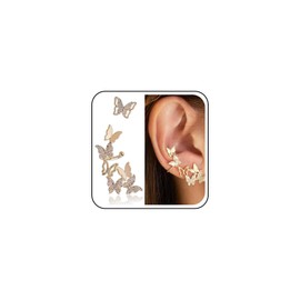 Aneneiceera Vintage Crystal Butterfly Ear Climber Earrings Gold Cz Rhinestone Crawler Earrings Layered Cz Butterfly Stud Earrings Personlized Ear Crawlers Earrings Jewelry for Women