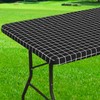 Spotjoy Rectangle Table Cloth, Elastic Fitted Flannel Backed Plastic Table