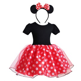 CQDY Minnie Miku Makeover Princess Dress (Kids Dress + Headband) 2-Piece Set, Dot Pattern, Minnie-chan Style, Cosplay, Girl Dress, Tutu Skirt, Kids Dance, Costume, Costume, Mickey 24M-5Y, Children's