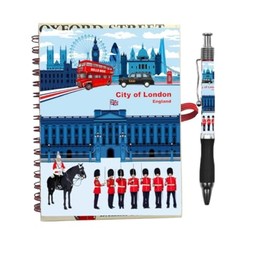 Bells Box A6 London Notebook and Matching Pen - England Souvenir Notepad - Union Jack British Gift Note book