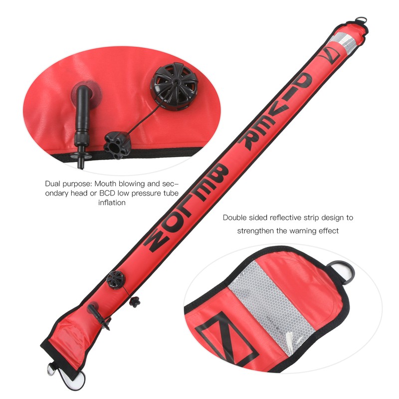150x15cm Scuba Diving Surface Marker Buoy High Visibility Inflatable Surface