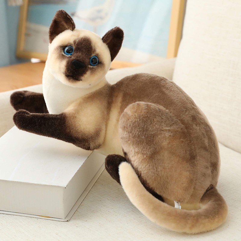 BARMI Siamese Cat Plush Stuffed Animal - Lifelike Cat Pillow,