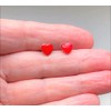Small Red Love Heart Sterling Silver Earrings