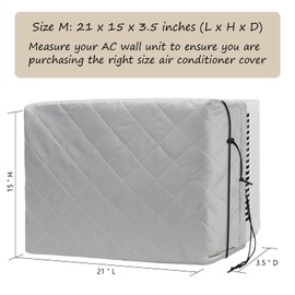 Indoor Air Conditioner Cover Window AC Unit Cover for Inside Double Insulation with Elastic Drawstring 21.5L x 15.5H x 3.5D inches