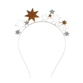 Generse Stars Headband Glitter Hair Bands Costume Headdress Birthday Party Headband for Women and Girls (Pack of 1) (Silver)