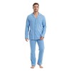 Amaxer Men's Long Cotton Pyjamas Set with Button Placket Long