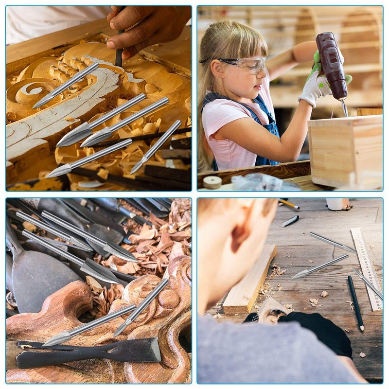 10 Pieces Wood Carving Drill bits Wood Engraving Tools Rotary