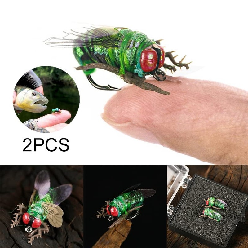 OriGlam 2pcs Trout Lure Fly Fishing Realistic Fly Flyfishing Lures,