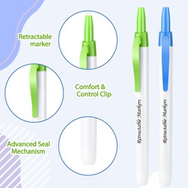 YQWUCO Clicks Retractable Markers,12 Colors Watercolor pen for Kids, Clicks Art Markers, School Supplies for Kids, Holiday Gifts for Kids.