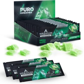 TITANIUM Gomitas Energéticas Masticables - Misma Función Gel Energético - Para Correr, Ciclismo - Ideales Pre Entreno, Pre Workout - Chicle Militar - Con Glucosa - Caja 12 pzas (35g) - Manzana Verde