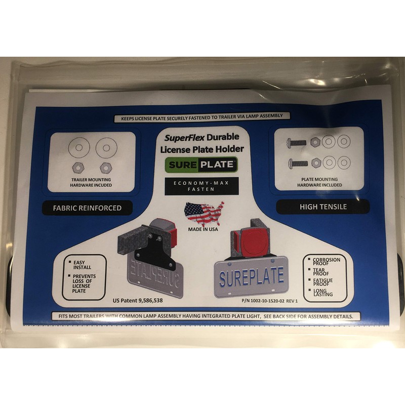 SurePlate TM Trailer/Truck EM16002 Rubber License Plate Holder Bracket, Economy-Max,