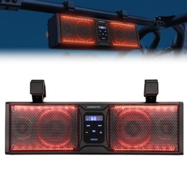 KEMIMOTO UTV Sound Bar 16 Inch SoundBar UTV Sound System SXS Speakers Bluetooth-Compatible with Multicolor LED Lighting Compatible with Polaris RZR Can-Am Defender Maverick X3 CFMOTO ZFORCE