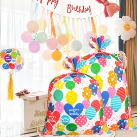 Sofier 2pcs Large Birthday Gift Bags 36''x56'' 36''x44''Jumbo Happy Birthday Gift Wrap Extra Large Plastic Gift Bags for Big Giant Presents Kids Party