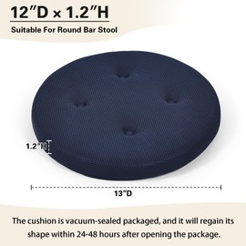 baibu Stool Covers Round, Super Breathable Round Bar Stool Cover Seat Cushion Navy Blue 13" - One Cushion Only