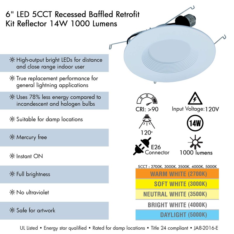 AH Lighting High Performance LED Light, A7/5 CCT Dimmable, Baffle