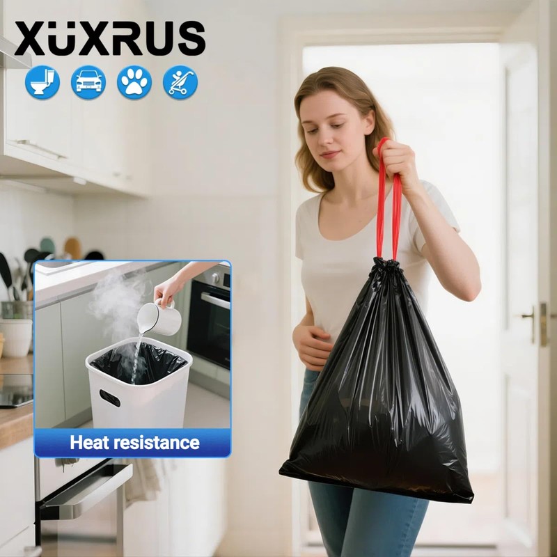 XUXRUS 2.6 Gallon Small Black Bathroom Trash Bags, 60 Count