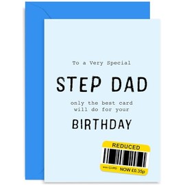 Step Dad Birthday Cards - Stepdad Birthday Gifts - Birthday Card Funny for Men - Humorous Birthday Cards for Step-dad - Reduced Sticker Cheeky Rude Birthday Joke Card for Him | Blank Inside