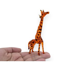 WitnyStore Tiny 3⅜" Brown Giraffe Standing Look Up Figurine - Miniature Hand Blown Painted Glass Giraffes Savanna Wildlife Long Neck Tallest Animals Crystal Decorative Collectible Figure Décor Gifts