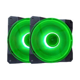 APEVIA CO212L-GN Cosmos 120mm Green LED Ultra Silent Case Fan w/ 16 LEDs & Anti-Vibration Rubber Pads (2 Pk)