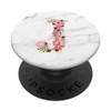 WHITE MARBLE PHONE GRIP PINK LETTER J INITIAL - J