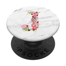 WHITE MARBLE PHONE GRIP PINK LETTER J INITIAL - J LETTER J