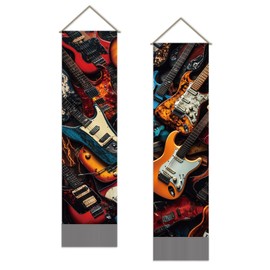 SUPERDANT Vintage Music Guitars Tapestry Instrument Rock Style Printing Wall Art Wall Blanket Long Walls Hanging Pack of 2 Tapestries with Tassel for Living Room Bedroom Dorm Backdrop Decorations