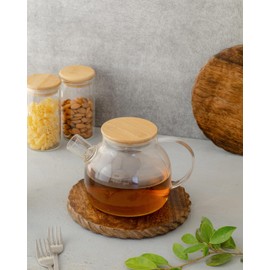 Wooden Trivets for Hot Dishes, Pots, Teapot and Pans (Set of 2) | 8'' Round Wood, Decorative Trivets, Kitchen Countertop Decor for Table, Heat Resistant Large Coasters Designer Edge