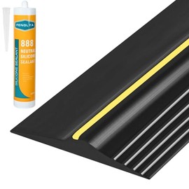 10Ft Universal Garage Door Bottom Threshold Seal Strip with 10oz Building Sealant, Weatherproof Rubber DIY Weather Stripping Replacement - Black