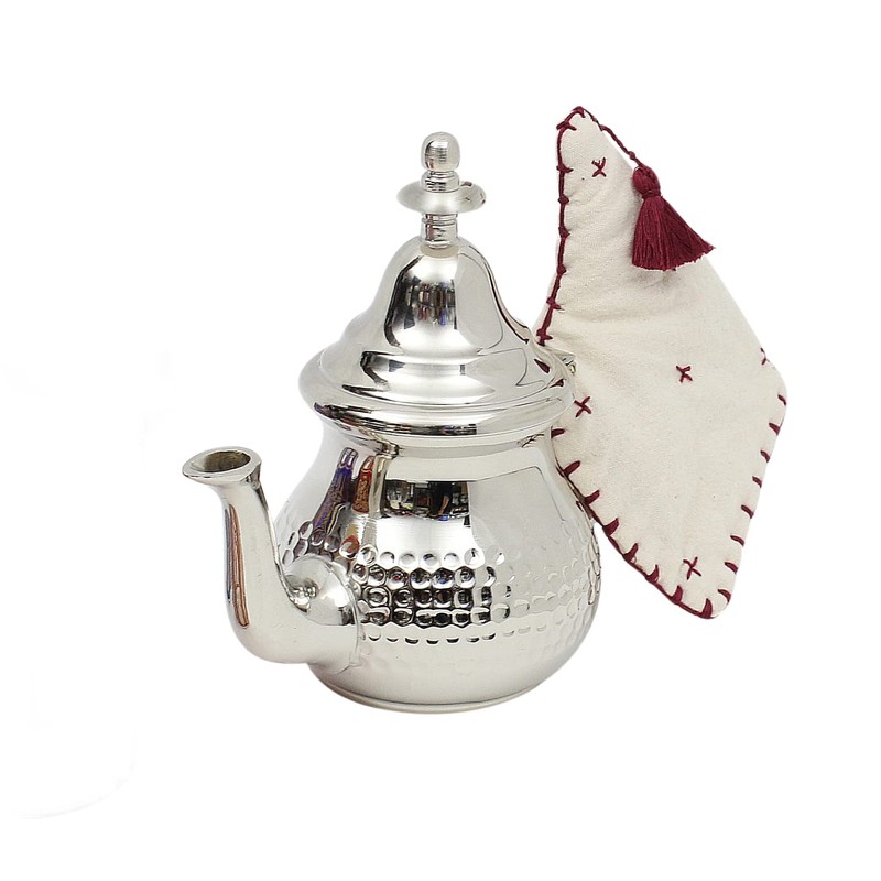 Moroccan Teapot Holder 100% Cotton with Burgundy Tassel Handmade Hand