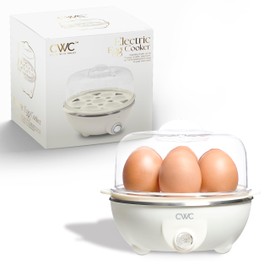 COOK WITH COLOR 350W Electric Double Layer Egg Cooker - Egg Boiler for Hard Boiled, Soft Boiled, and Omelettes, 6.1x6.1x5.5, Cream