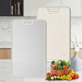 Titanium Cutting Board, Dual Sided Food Grade Titanium & Wheat Straw PP, Non Slip Scratch Resistant Easy Clean, cutting boards for kitchen, 15.16" x 10.43"