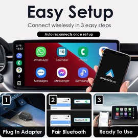 DashLink Android Auto Wireless Adapter, Converts Wired to Wireless Android Auto, Plug & Play, Easy Set Up, 2025 Upgrade, Wireless Android Auto Adapter UK