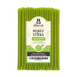 The Honey Jar Green Apple Flavored Honey Sticks - Pure Honey Straws For Tea, Coffee, or a Healthy Treat - One Teaspoon of Flavored Honey Per Stick - Made In The USA with Real Honey - (50 Count)