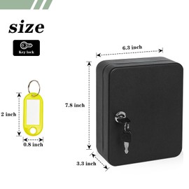 PACOLO Steel Key Storage Lock Box with Two Keys, Wall Mount Key Organizer for Home, Hotel, and Car Keys Management (Black, 20 Keys)