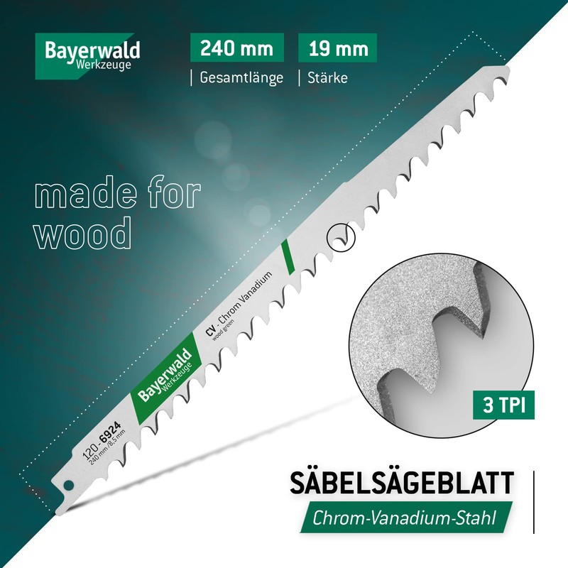 5 x Bayerwald Tools Reciprocating Saw Blade Length - 230