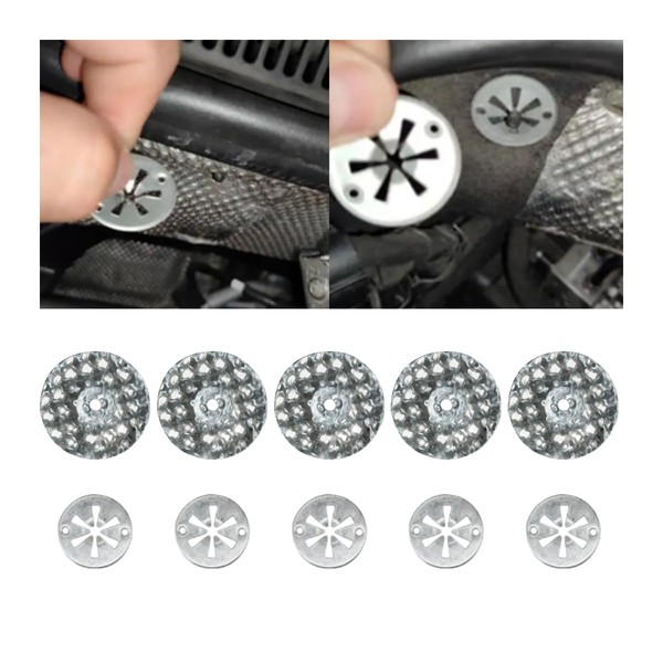 Adunsiaoto Car Heat Shield Clips, Metal Locking Star Washers, Car