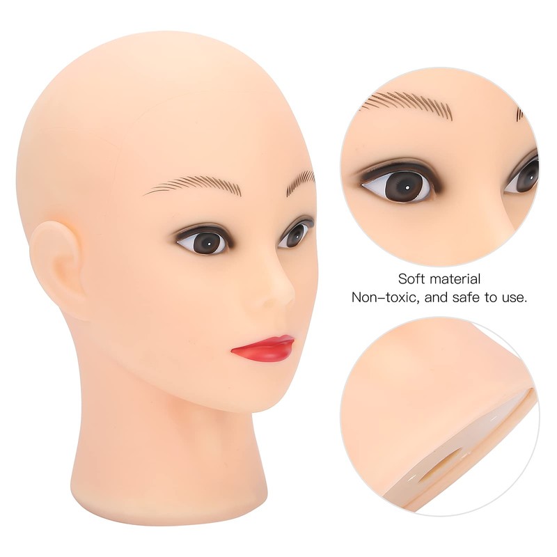 Mannequin Head Bald Training Heads PVC Manikin Head Cosmetology Mannequin