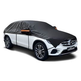 Half Car Cover SUV for Snow, Heavy Duty Roof Cover for All Weather Use, UV, Rain, Sun, Dust Protection Fits Compact/Medium SUV