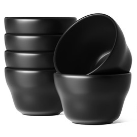 LE TAUCI Small Dessert Bowls Chili Bowls 8 Ounce Bouillon Cups for Dessert Soup Dipping Sauce Coffee Cupping - Set of 6, Maze Black