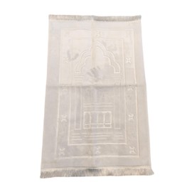 Rolezyum | Leather Sole Lux Ultra Soft Prayer Rug Muslim Mat Islamic - Thick Large Padded Sajadah for Kids Men Women Great for Knees and Forehead (WHİTE)