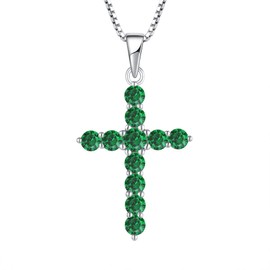 starchenie 3A Zirconia Cross 925 Sterling Silver Birthstone Cross Necklace for Women
