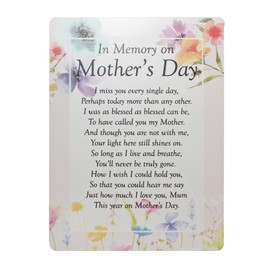 Graveside Memorial Card Remembrance Verse Plastic Coated Grave Graveside Card - 120 x 165 mm (In Memory on Mother's Day 7646)