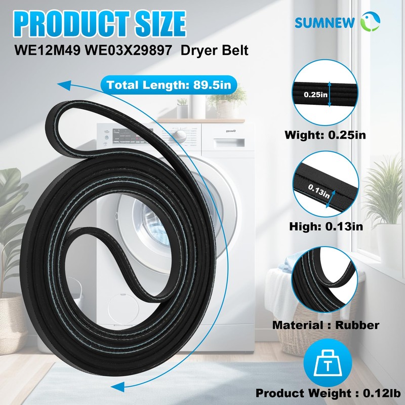 WE03X29897 Dryer Drum Belt Compatible For GE Hotpoint Kenmore Dryer
