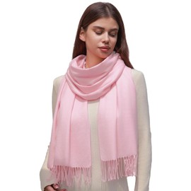 RIIQIICHY Women's Winter Scarves Scarves Winter Scarf Cuddly XXL Women's Scarf Pashmina Autumn Women Scarf with Fringes, Baby Pink