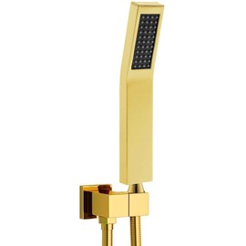 Bathroom Handheld Shower Wand, Hand Brass Shower Head with Long Hose, Gold Shower Head with Handheld Sprayer Showerhead Holder Wall Mount, BELLEARLY