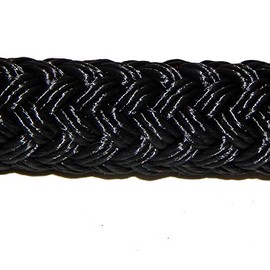Samson EQ Braid Double Braid Polyester Yacht Rope 1/2" Colors: Blue, Black, Beige, Beige/White, Black with Blue tracer, Pink and Purple (Black, 1/2" x 50 ft. Hank)